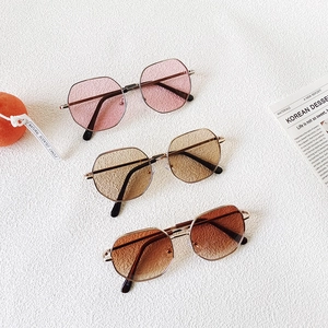 Stylish geometric metal frame kids sunglasses with UV protection in various colors