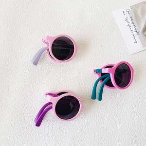 Lunettes de soleil pliables rondes pour enfants avec protection UV en couleurs assorties