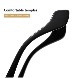 Detail of comfortable black temples on round frames designed to prevent slipping