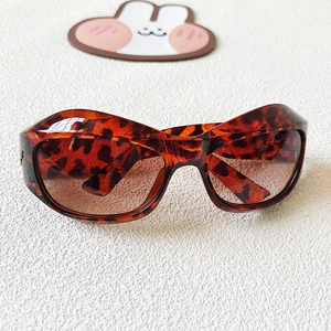 Détail de la monture de lunettes de soleil oversize en écailles avec verres marron