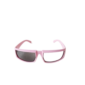 Pink Y2K sporty kids sunglasses with dark rectangular lenses and wrap-around frame