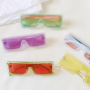 Trendy large frame rectangular sunglasses in assorted vibrant translucent colors