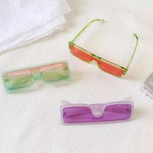 Retro oversized square colorful sunglasses in transparent candy colors for women