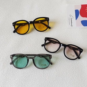 Ronde Zonnebril Voor Kinderen UV400 Bescherming Retro Mode Kleurrijke Hars Frame Bril Voor Jongens En Meisjes