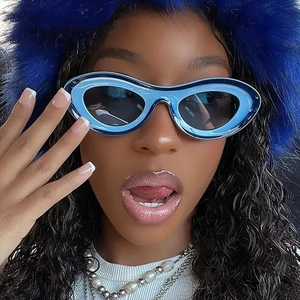 Retro Oval Sunglasses PC Frame AC Lens UV400 Protection Y2K Hip Hop Punk Trendy Fashion Eyewear For Women Men