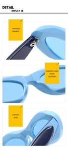 Detail of durable metal hinges and ergonomic nose pads on stylish oval sunglasses