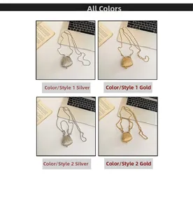 Shell shaped mini bag pendant in gold and silver finishes with two bead chain styles