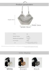 Détail montrant la texture tissée creuse et le design géométrique du grand sac en PU