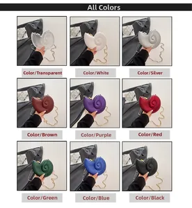 Grid view showcasing nine candy colors of the shell-shaped acrylic crossbody bag