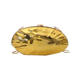 Luxury gold shell acrylic evening clutch bag with chain strap for women party