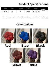 Detailed size chart and dimensions of the 3D flower acrylic chain evening shoulder bag