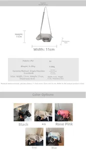 Spécifications de taille pour sac bandoulière animal avec cinq options de couleurs