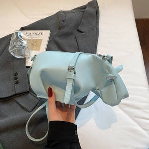 Sac Bandoulière Forme Animal Hippopotame Vache Créatif Cuir PU 3D Dessin Animé Nouveauté Mignon Pour Femmes Filles