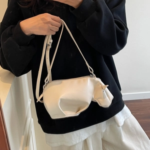 Sac bandoulière créatif en forme d'hippopotame en cuir PU blanc, look animal mignon
