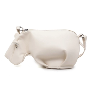 Sac bandoulière hippo blanc mignon au design créatif d'animal avec bandoulière réglable