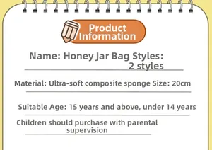 Detailed size specifications for honey pot plush bag with ultra-soft sponge material