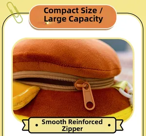 Detail view of the smooth reinforced zipper and plush texture on the cute honey pot bag