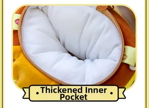 Detailed close-up of the plush bag featuring a thickened white inner pocket and smooth zipper