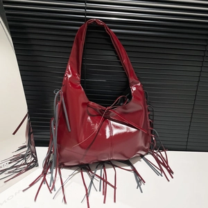 Sac Hobo En Cuir PU Pour Femmes Franges Gland Grande Capacité Nœud Papillon Bandoulière Unique Mode Urbaine