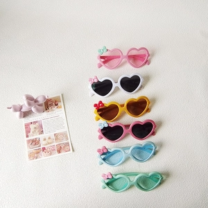 Lunettes de soleil cœur pour enfants avec nœud en six couleurs macaron pour garçons et filles