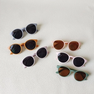 Minimalist round frame kids sunglasses in six assorted matte Morandi colors with UV protection
