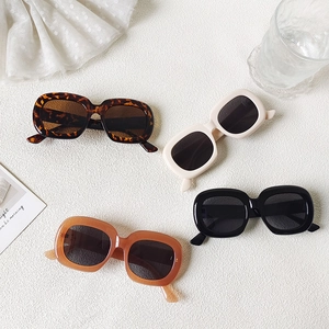 Retro Oval Sunglasses UV400 Protection Resin Thick Frame Fashionable Eyewear For Women Street Style Summer Vacation