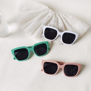Fashion square oversized sunglasses for women in white, mint green, and pale pink