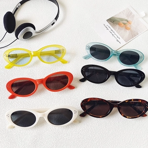 Retro Oval Sunglasses UV400 Protection Small Frame Resin Eyewear For Men Women Y2K Trendy Hip Hop Sun Shades