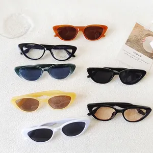 Cat Eye Sunglasses For Women Vintage Small Frame Resin UV400 Protection Anti Blue Light Eyewear Fashion Trendy