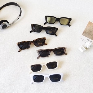 Pack of 6 colorful kids rectangle sunglasses with UV400 protection in a trendy display