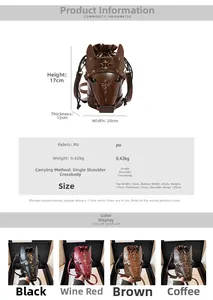 Detailed size chart for the horse-head shaped crossbody bag with PU leather dimensions