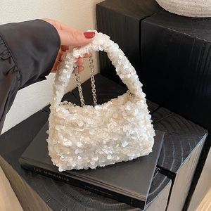 Sequin Handbag Women Crossbody Bag With Metal Chain Strap Mini Small Party Evening Korean Fashion Style Trendy