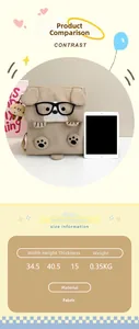 Size chart showing large capacity dimensions for this cute cartoon dog backpack