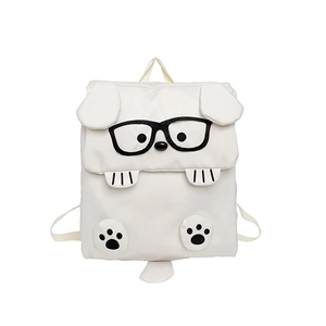 Cute white cartoon dog backpack with 3D ears and large capacity for travel use
