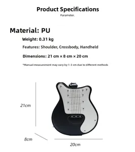 Detailed dimensions and parameters of the guitar shaped PU leather crossbody bag