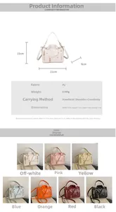 Detailed size specifications and multi-color options for the biker jacket style crossbody bag