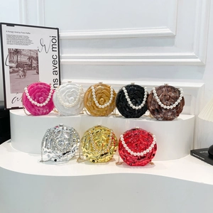 3D acrylic rose petal evening clutches with pearl handles in multiple vibrant colors