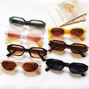 Fashion Geometric Sunglasses Vintage Retro UV Protection PC Lenses Resin Frame Trendy Small Frame Eyewear For Women