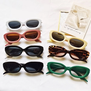 Lunettes De Soleil Ovales Rétro Monture En Résine Verres PC Protection UV400 Mode Vintage Hip Hop Pour Femmes Hommes