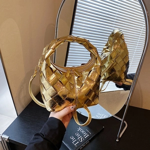 Sac à Épaule Tissé Métallique Mode pour Femmes en Cuir PU Hobo Sac Bandoulière Avec Bandoulière Amovible pour Fête