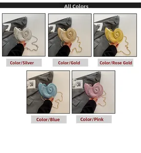 Chic metallic conch shell clutch bags in five colors with elegant chain straps