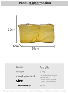 Gold acrylic evening clutch with water ripple texture, size 20x10x6cm with 110cm chain