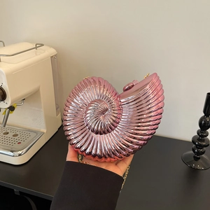 Nautilus Conch Shell Evening Bag Acrylic Hard Shell Clutch With Chain Strap For Women Wedding Party Dinner Chic