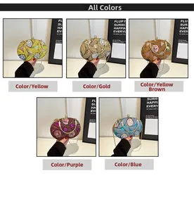 Detailed grid view of crystal evening clutch bags in various elegant floral colors