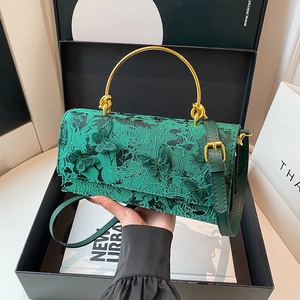 Sac Bandoulière Femme Cuir PU Dentelle 3D Broderie Papillon Poignée En Métal Doré Sac À Main Vintage Chic Élégance