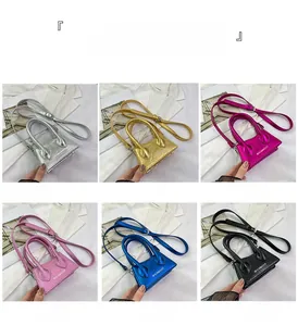 Collection of six metallic mini bags showing shiny wrinkled textures and colorful finishes