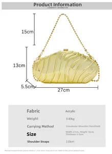 Acrylic wave clutch with chain dimensions 27x13x5.5cm for hand, shoulder or crossbody