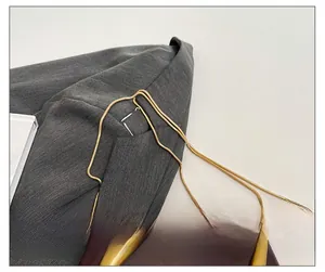 Detail show of elegant golden snake chain strap on a vintage dark brown shell bag