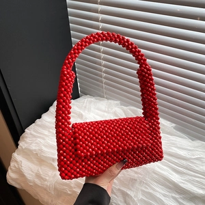 Acrylic Beaded Underarm Shoulder Bag Handmade Woven Beads Retro Elegant Handbag For Women Evening Party Casual Daily