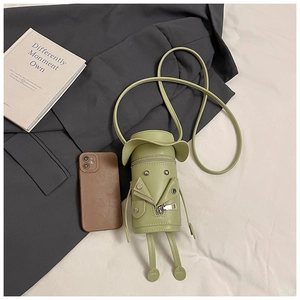 Creative avocado green cartoon mini crossbody bag with unique character jacket design details
